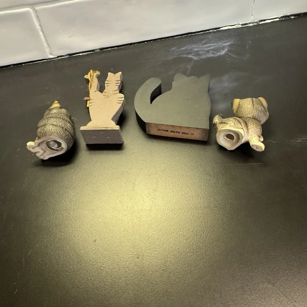 Lot Of 4‎ Kitty Cat Shelf Sitters / Figurines Mixed Materials Vintage 90's